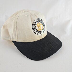Manheim Auctions Hat Mens Snapback Adjustable Beige Black Vintage Made in USA